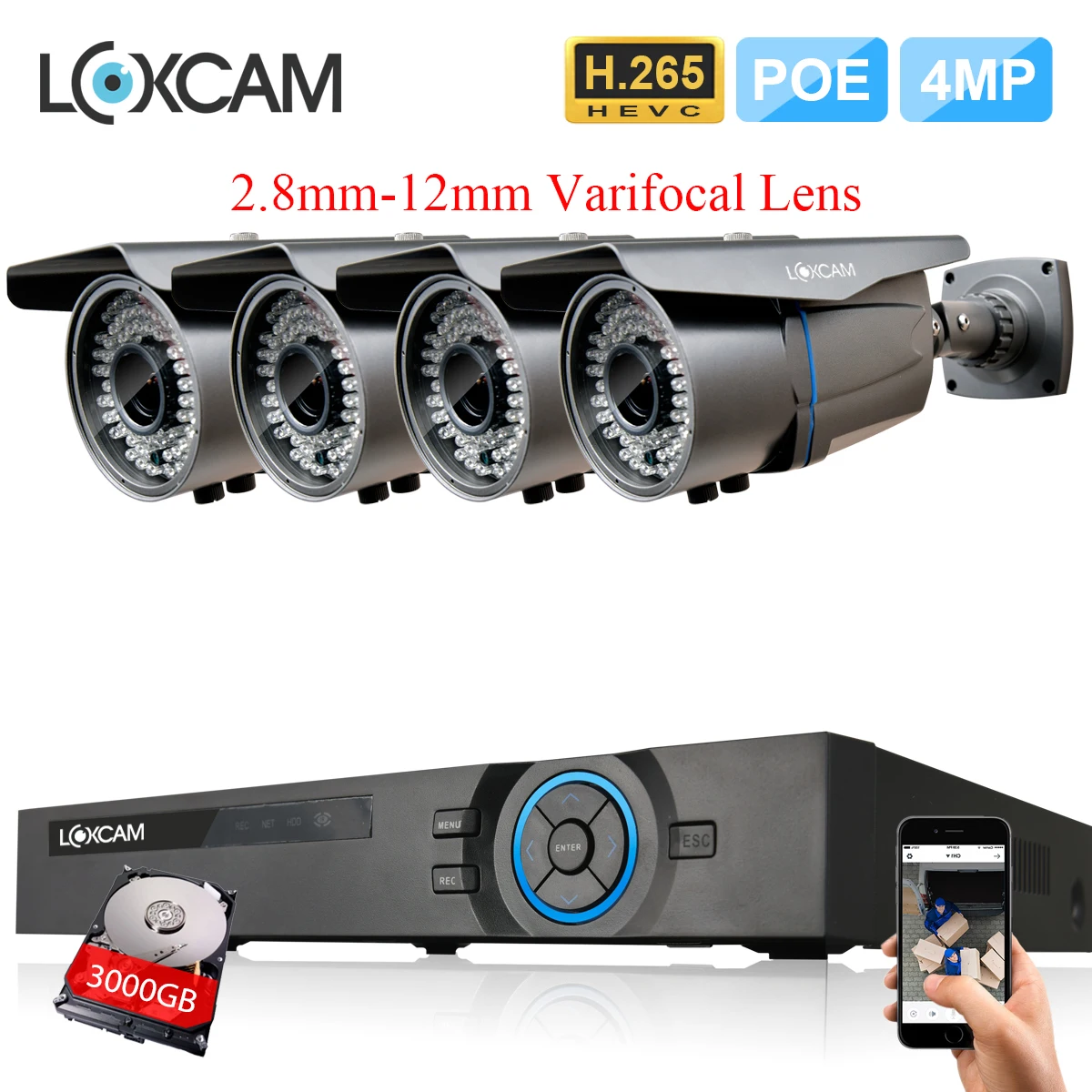 H.265 4CH 5MP POE NVR комплект 4 шт. 2 8 12 мм зум объектив ip камера 4MP наружная