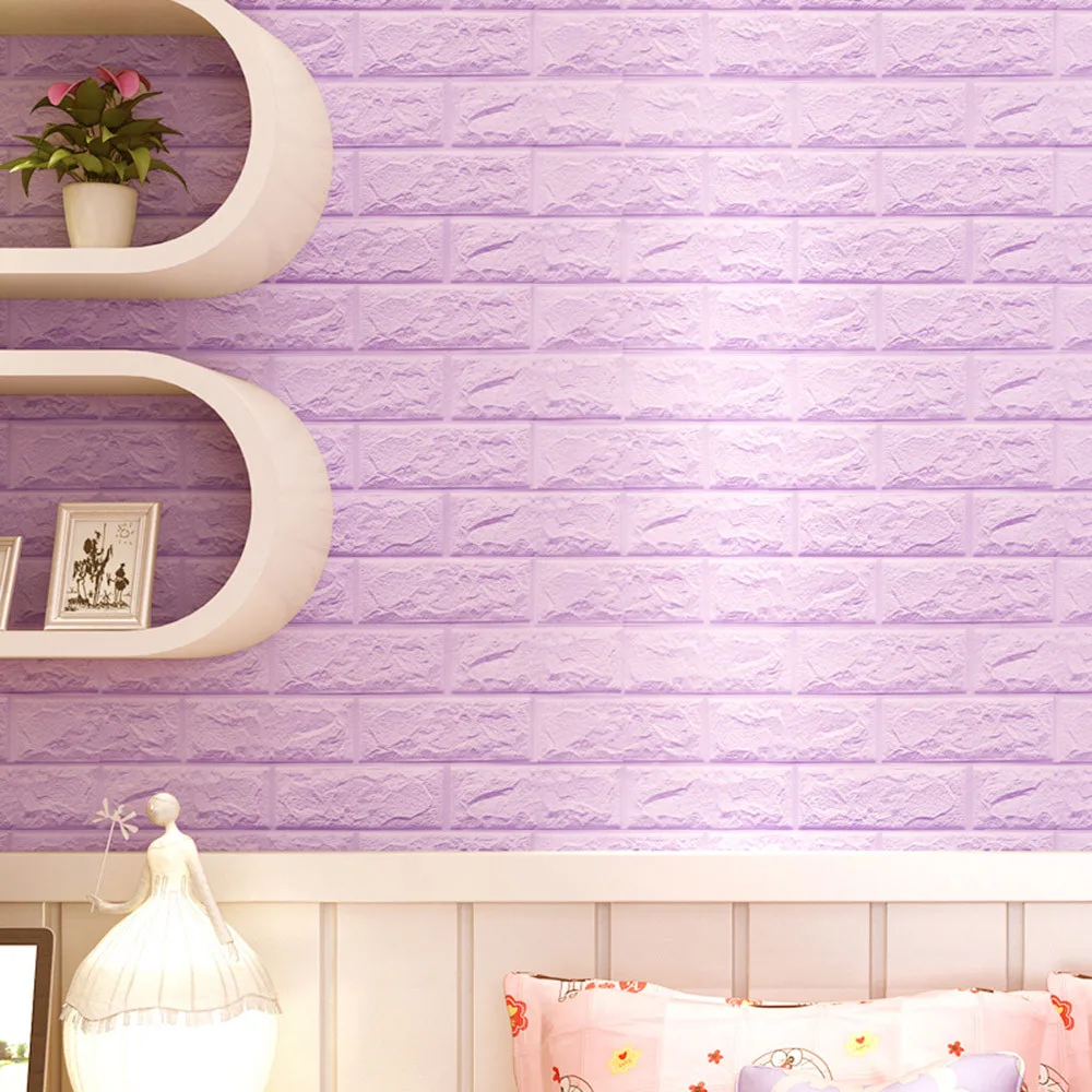 DIY 3D Brick PE Foam Wallpaper Self-adhesive Panels Room Decal Stone Decoration Embossed brick wallpaper Wall Stickers #2d08 (14)