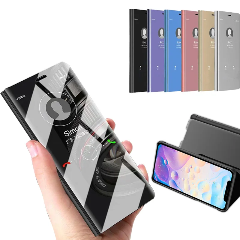 Smart Mirror Flip Case For OPPO Reno 4 Lite 4F 4Z F17 Pro A93 2020 Leather Cover Reno4 F Z Realme C11 C12 C15 7i C17 Realme7 i