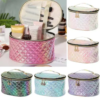 

New Fashion Lingge Cosmetic Bag Women Large Capacity Handbag Portable Travel Toiletry Case Makeup Pouch Cosmetic Storage Box