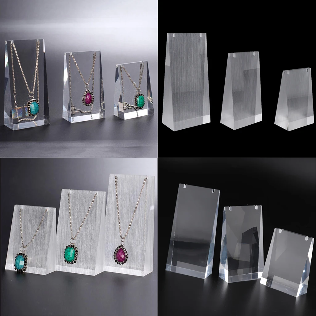 3pcs/Set Clear Acrylic Necklace Display Stand Rack Jewelry Holder Organizer