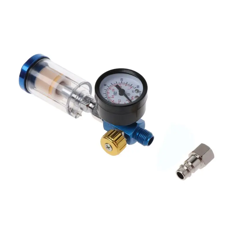

Air Pressure Regulator Gauge Spray Gun In-Line Water Oil Trap Filter Separator Kit Tools