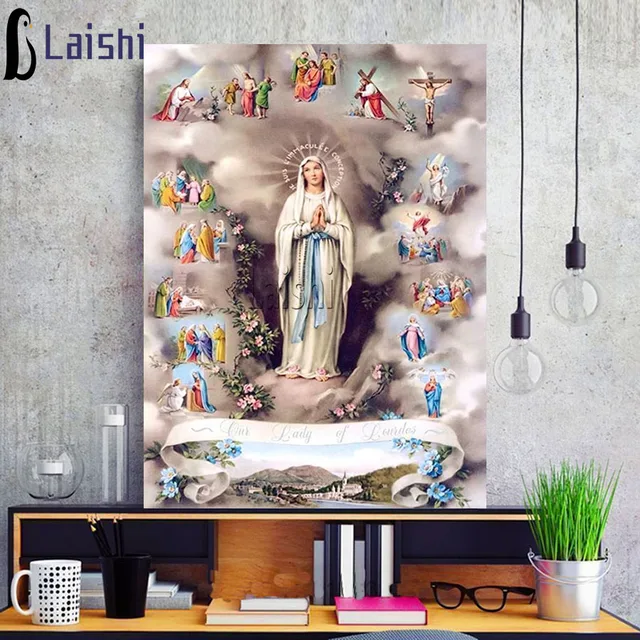 聖母マリアのダイヤモンド絵画、刺embroidery、家の装飾、手作りの宗教写真、9日以内にsalute　AliExpress