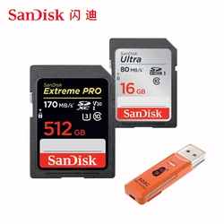 SanDisk – carte SD Extreme Pro/Ultra, 16 go/32 go/64 go/128 go/256 go/512 go, U3/U1, SDXC, SDHC, mémoire Flash 