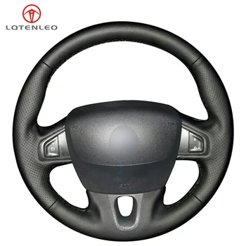 

Black PU Artificial Leather Sew Car Steering Wheel Cover for Renault Fluence Fluence ZE 2009-2016 Megane 2009-2014 Scenic 2010