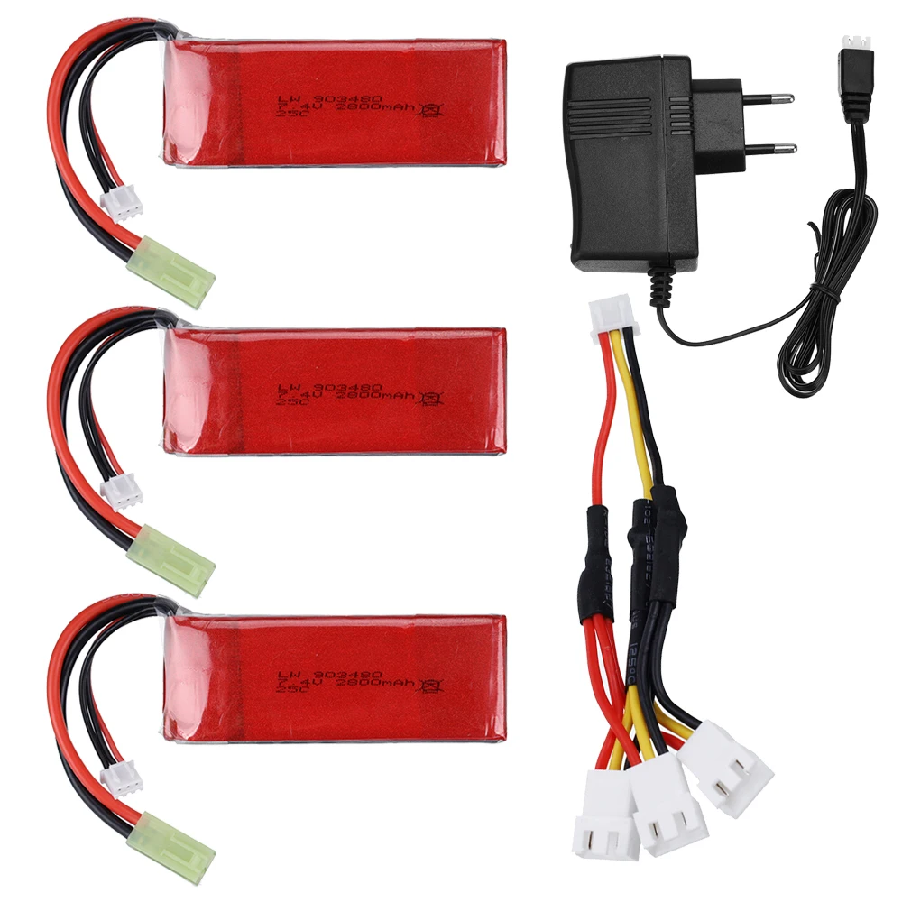 7.4V 2800mAh 25C Lipo Battery For FEILUN FT009 RC Speedboat Boat Spare Parts Rechargeable 7.4v Car Trucks Accessories | Электроника