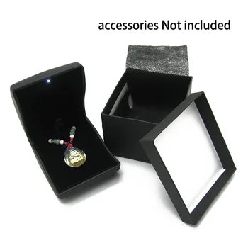 

UV Packaging Lighted Lovely PU Fabala Earrings Ring Box Engagement Proposal Ring Case Wedding Display Jewelry Organizer