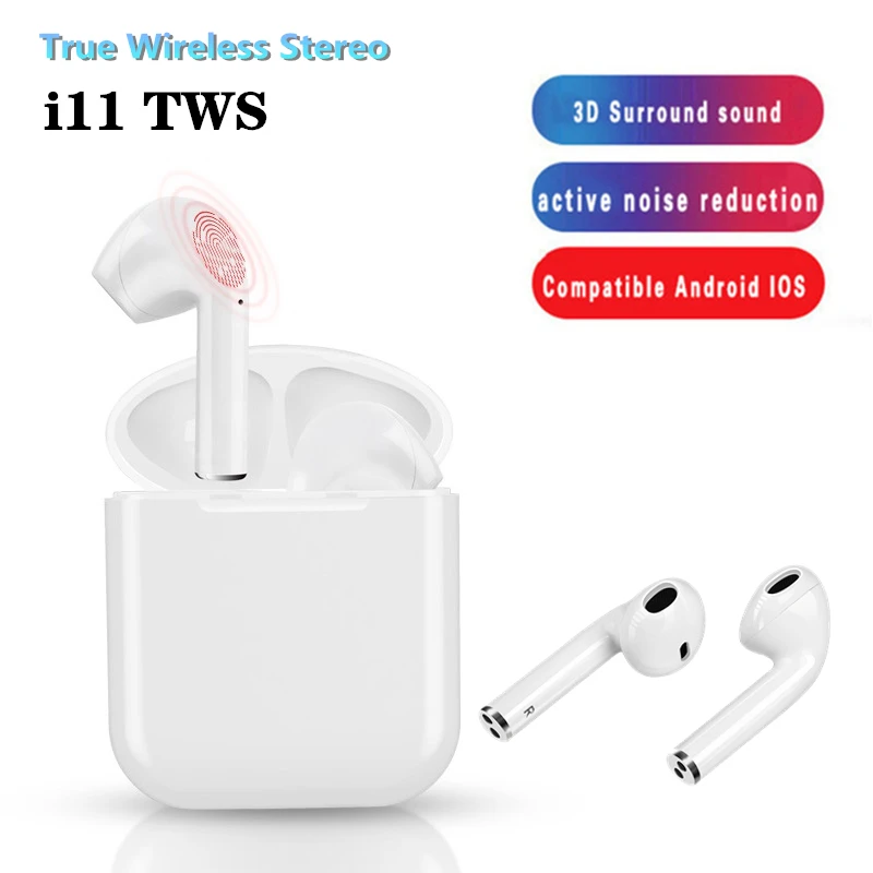 

i11 Wireless Earphones Bluetooth cordless Headphones smart Touch button headset compatible for All SmartPhone Android ios