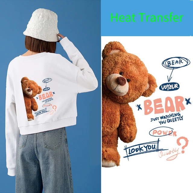 Winnie The Pooh & Teddy bear Large Patches Iron-On Transfers For Clothes  Heat Transfer Vinyl Sticker For Boys Ladies Hoodie DIY