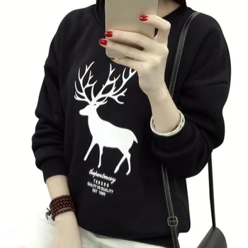 

Autumn Winter Hoodies Women Casual Sika Deer Hoodie Women's Plus Velvet Hoodie Sweatshirt Hoodie Sudadera Mujer Kpop: