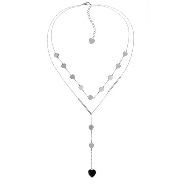 Korean Fashion Charms Double Layer Star / Four Leaf Clover / Love Heart Pendant Choker Necklace Jewelry for Women Girls HT-S-B-0001