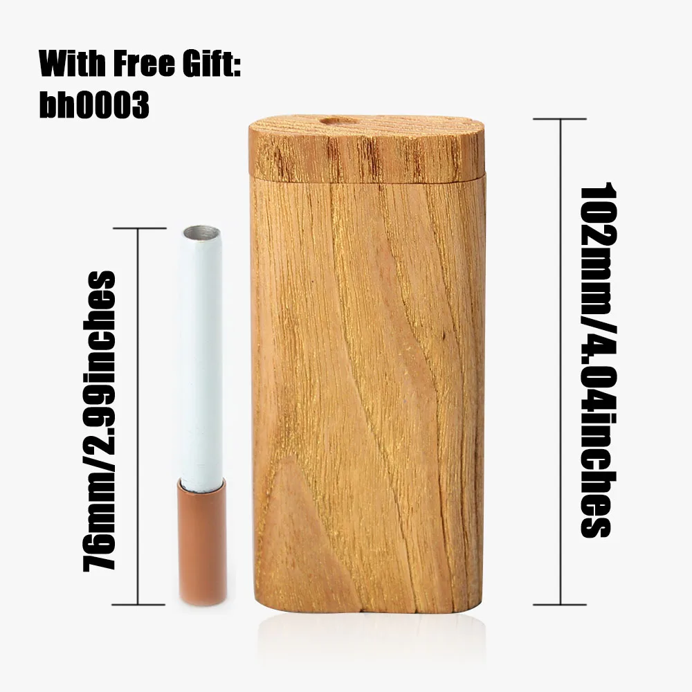 BOX SET 2” METAL ONE HITTER 3" WOODEN DUGOUT PIPE TOBACCO SMOKING STASH BOWL USA