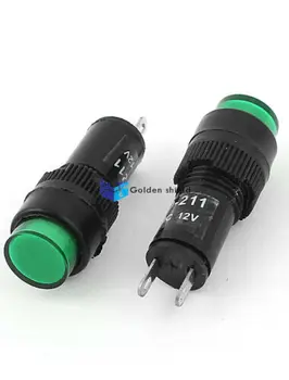 

10 Pcs NXD-211 DC 12V 10mm Male Tread Green LED Indicator Signal Light