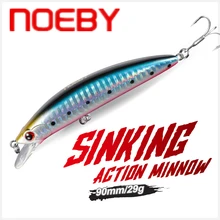 NOEBY – leurre méné rigide coulant avec Wobbler, appât artificiel idéal pour la pêche au bar ou à la truite, Long lancer, 90mm, 29g 