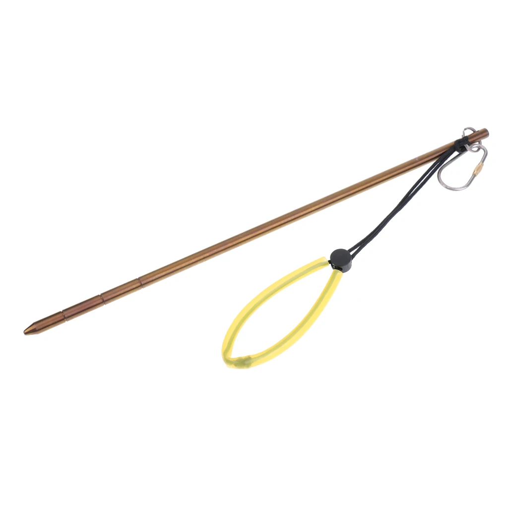 Gold Titanium Alloy 13.8' Scuba Diving Dive Pointer Stick Rod with Measurement, Clip, Adjustable Tube Wrist Lanyard Strap - Цвет: Gold