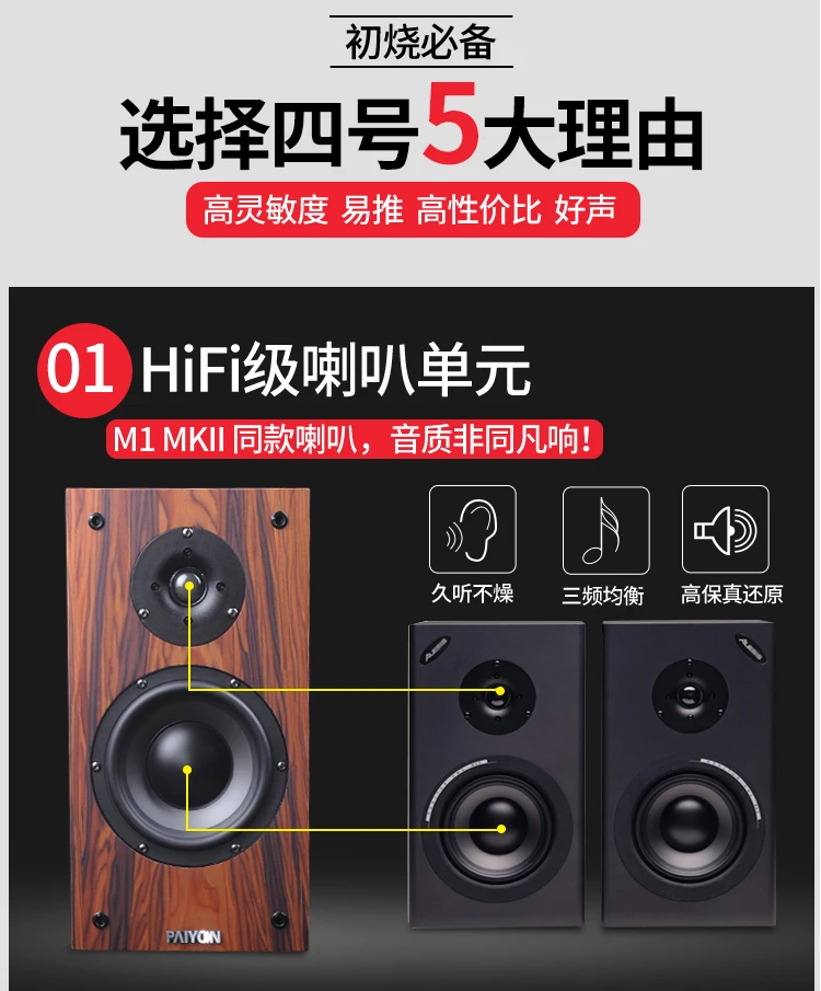 2 PAIYON P4-2.0 passive speakers hifi 6.5 home theater bookshelf speakers