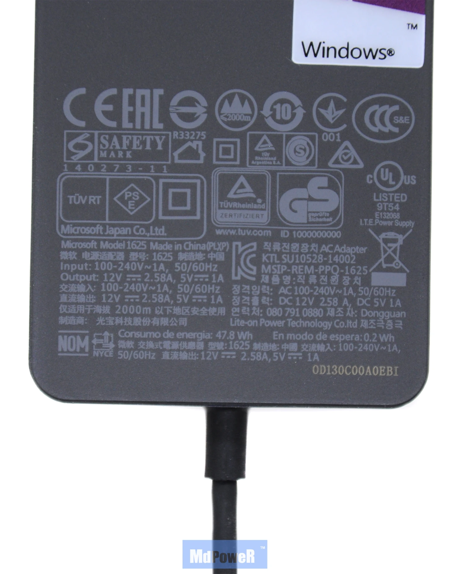 12V 2.58A 36W battery charger for Microsoft Surface Pro 3 Pro 4 core i5 i7 1631 1724 1625-1