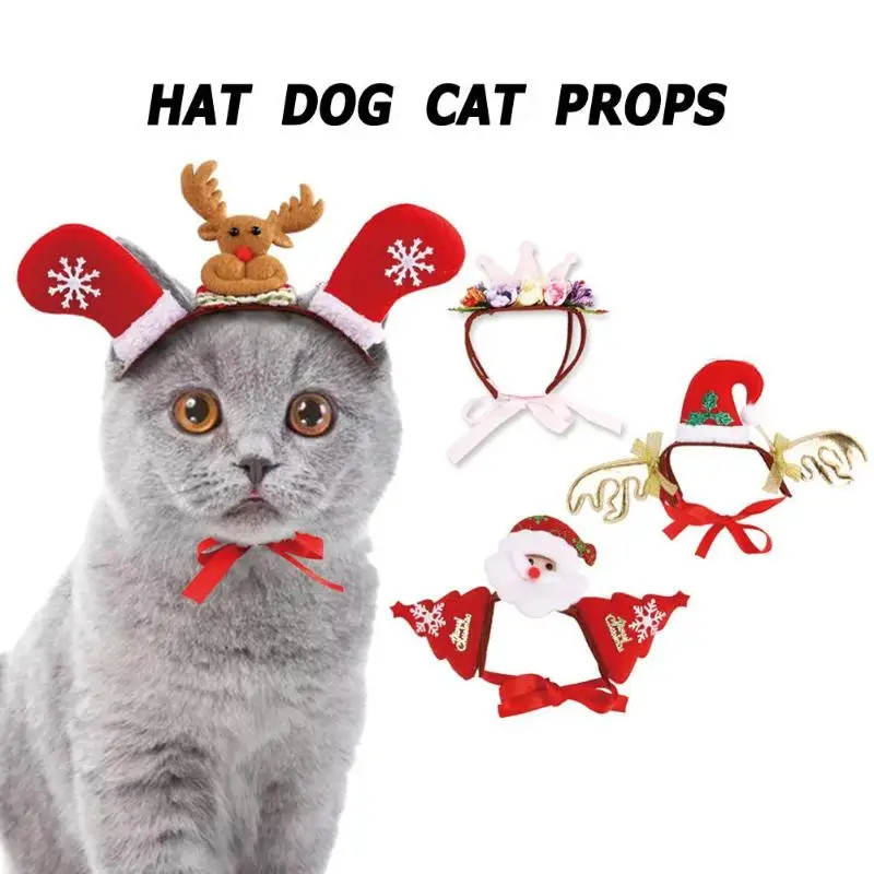 

1pc Christmas Pet Hat Santa Dog Cat Clothes Costume Christmas Prop Cosplay Headwear Christmas Decorations for Home