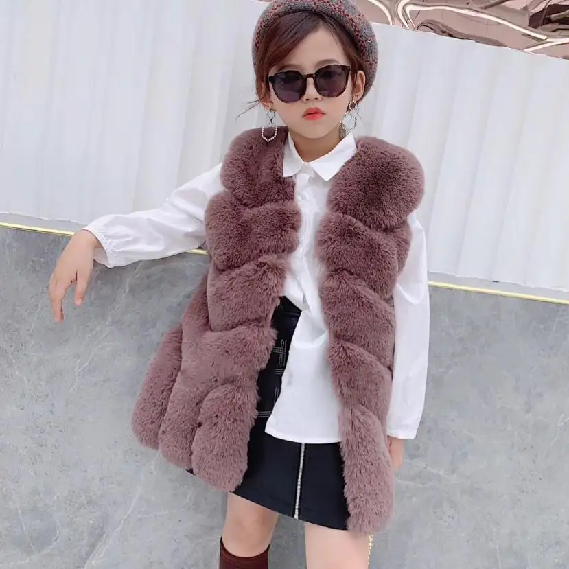 

Children Faux Fur Vest Coat Imitation Fur Jacket Thicker Warm sleeveless Waistcoat Modis kids clothes jacket Plus Size Y2190