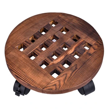 

10 inch/25cm Wood Flower Pot Removable Tray Plant Holder Stand Base with Wheels Planter Flowers Pot Mover Plate Stand