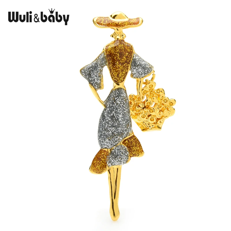 Женская эмалированная брошь Wuli &amp baby в форме сумочки 2 цвета для офиса Подарочная