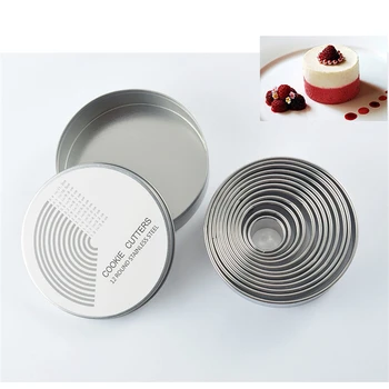 

5 Sets Round Cookie Biscuit Cutter 12 Circle Pastry Cutters Stainless Steel Donut Dough Cutters Baking Molds Wholesale X2