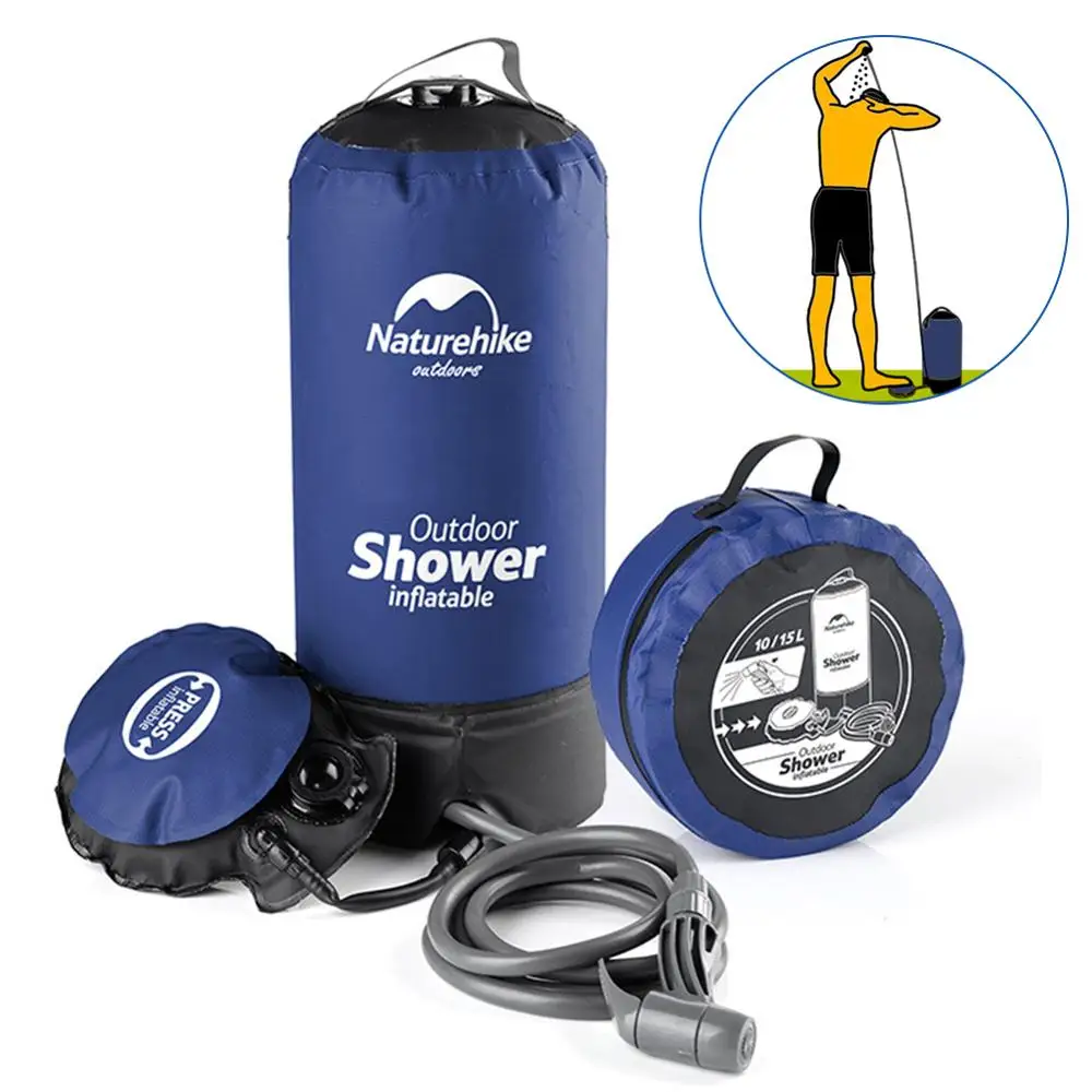 11L Inflatable Shower Bag With Foot Pump Pressure Bathing Water Bag For