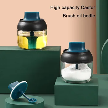 

YosHouse 2pcs Spice Jar Spice Bottle Salt Pepper Jar Seasoning Jar Spoon & Brush Seasoning Container Kitchen Seasoning Bottle