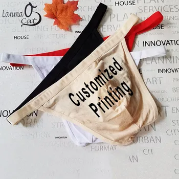 

Men Sexy Thongs Underwear Low Waist Gay Men Custom Printing G string Panty Personal Printing Underwear