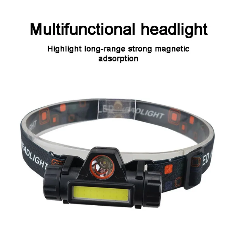 

Portable Mini flashlight lantern Q5+COB led Headlamp + 1 * Built-in 18650 Battery USB ChargingOutdoor camping headlight