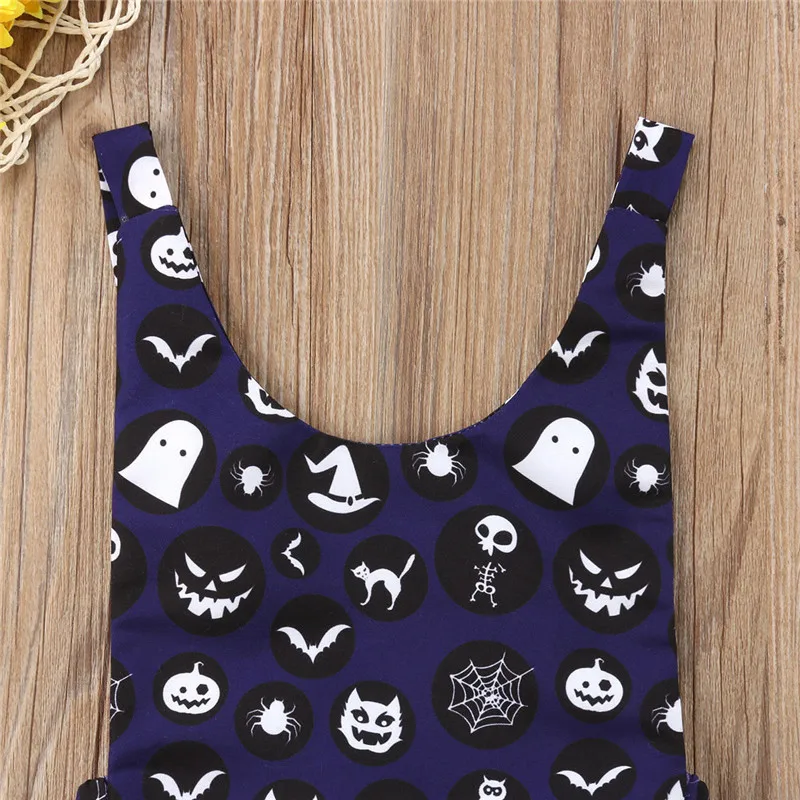 Halloween Infant Letter Printed Romper+ Trousers+ Bowknot Headband+ Hat 4Pcs Set Holiday Costume