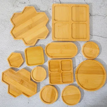 

Natural Bamboo Bowls Plates for Succulents Pots Trays Base Stander Garden Decor Home Office Decoration Round Square Tray Crafts