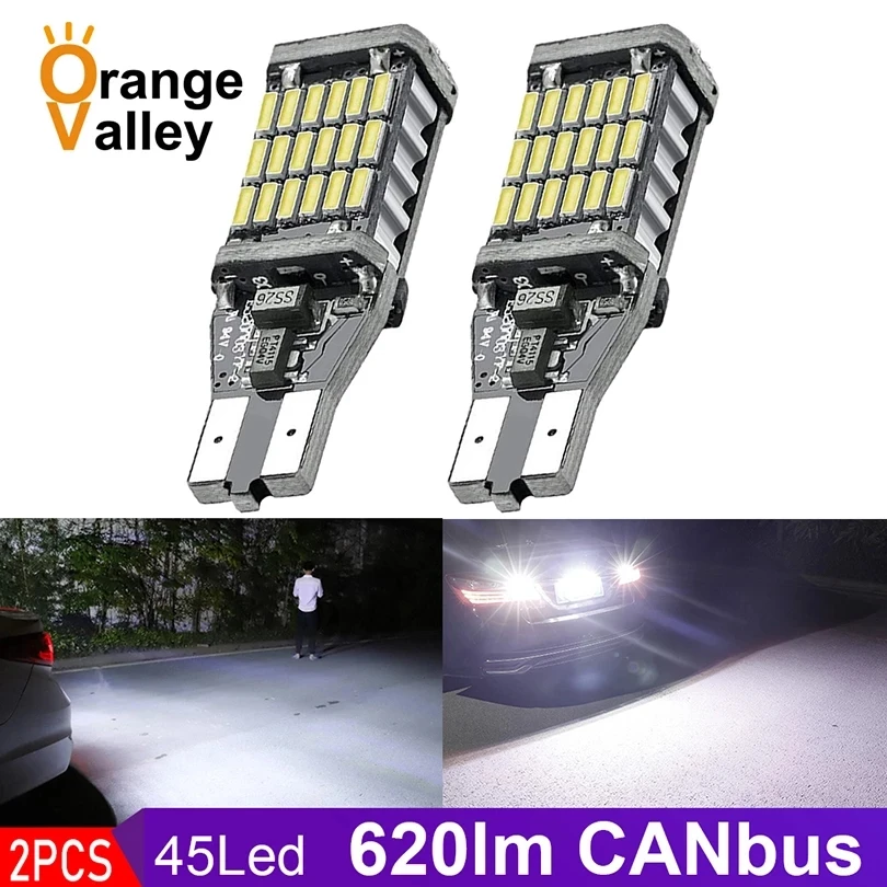 2 шт. Улучшенный светодиодный T15 W16W 45 SMD 4014 Авто Canbus фонарь заднего хода лампы стоп