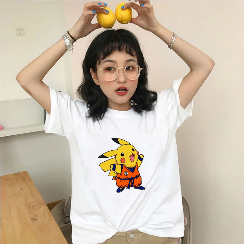 

Showtly Pokemon T-shirts For Women Clothing Pikachu Print Tshirt Cute Summer Tee Tops Female Funny Cartoon Japanese Graphic Tops
