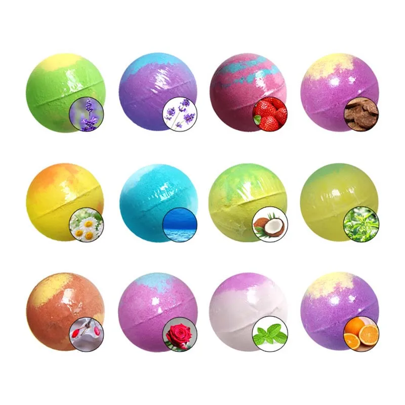 Bath Bomb Ball Set 12 Pcs Dried Flower Mixed Color Essential Oil Bath Ball Mixed Color Floating Ball Bath Salt Ball Bomb 2