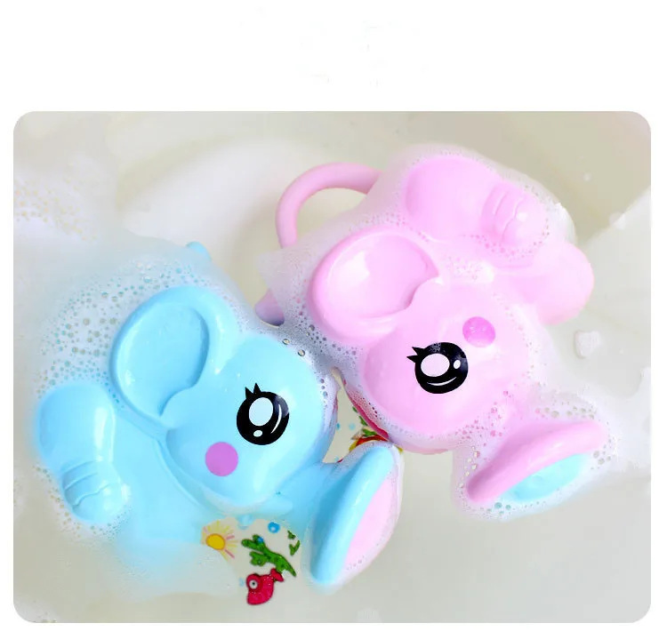 Baby cartoon elephant shower cup newborn child shower shampoo cup baby shower water spoon bath cup 2 color