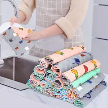 Toalha de limpeza do agregado familiar da absorção de água do pano limpo dos utensílios de mesa da impressão da anti graxa dos pces de microfibra 1/5/10 de limpeza da cozinha