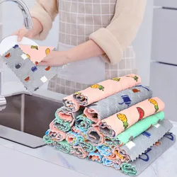 Toalha de limpeza do agregado familiar da absorção de água do pano limpo dos utensílios de mesa da impressão da anti graxa dos pces de microfibra 1/5/10 de limpeza da cozinha