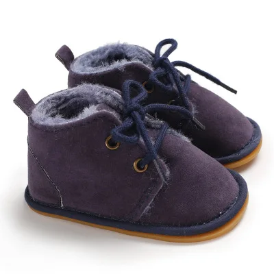 Dark blue Детские зимние ботинки для мальчиков и девочек; меховые ботинки; зимняя теплая обувь; спортивная обувь; детская обувь для малышей; ботинки для новорожденных - Цвет: Dark blue