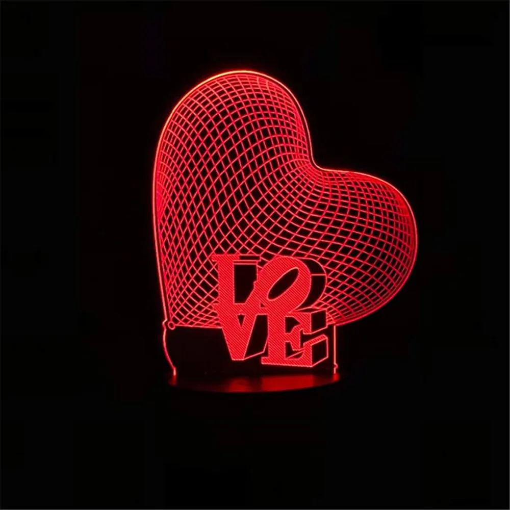 3D иллюзионная лампа LOVE детский ночсветильник меняющие цвета умные сенсорные