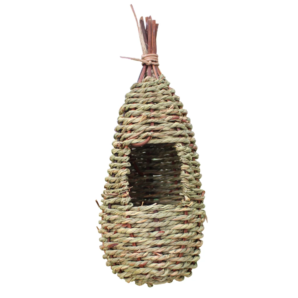 

Cage Hummingbird Home Hanging Handmade Grass Nesting Roosting Garden Outdoor Sparrow DIY Hideaway Bird House Warm Craft