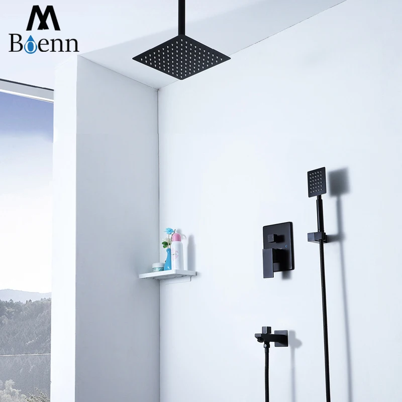 

Rainfall Shower Set 10 Inch Wall Mounted Ultra-thin Showerheads 304SUS Hot Cold Shower Faucets Rain Handshower