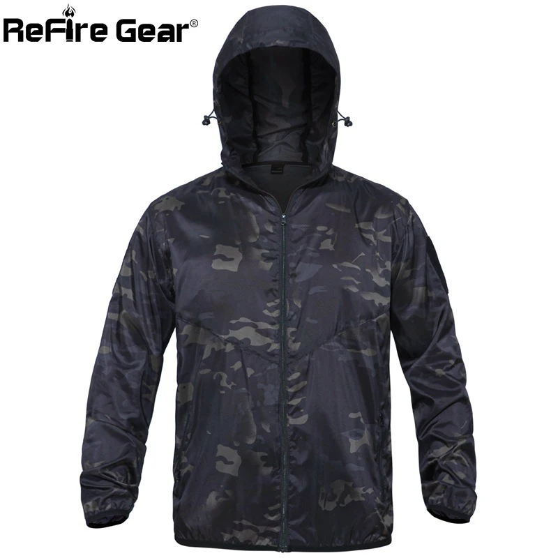 ReFire gear камуфляжные Тактические Кожаные куртки мужские Ультра-легкие быстросохнущие армейские куртки с капюшоном Военная летняя одежда с изображением рыбы