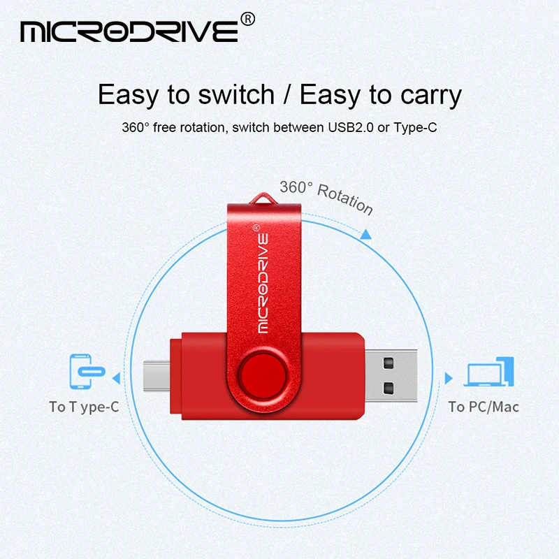 USB Flash Drive Type-C OTG USB 2.0 64GB 32GB 128GB 256GB Smart Phone Memory Mini USB Stick Dual Plug