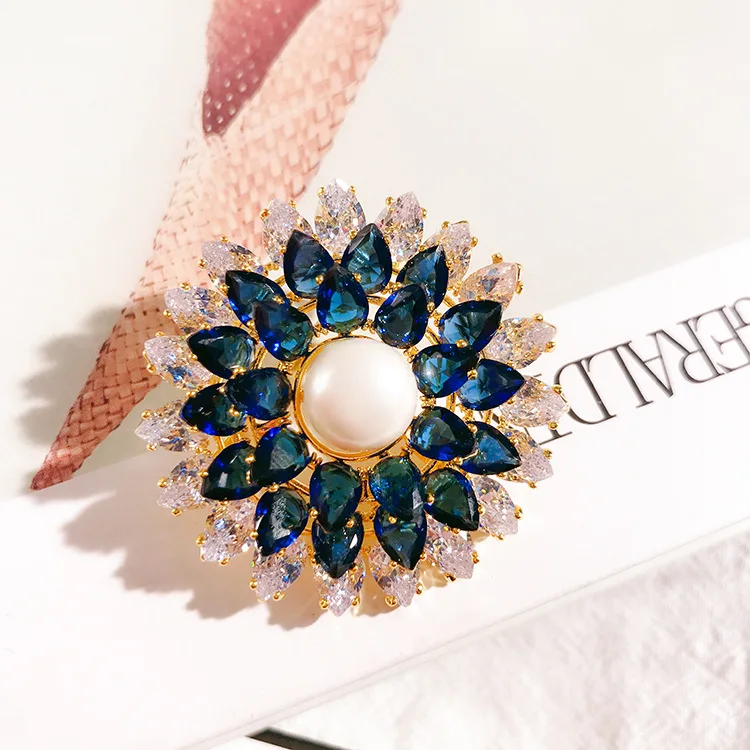 Элегантная жемчужная брошь модная для девочек с кристаллами булавка воротника