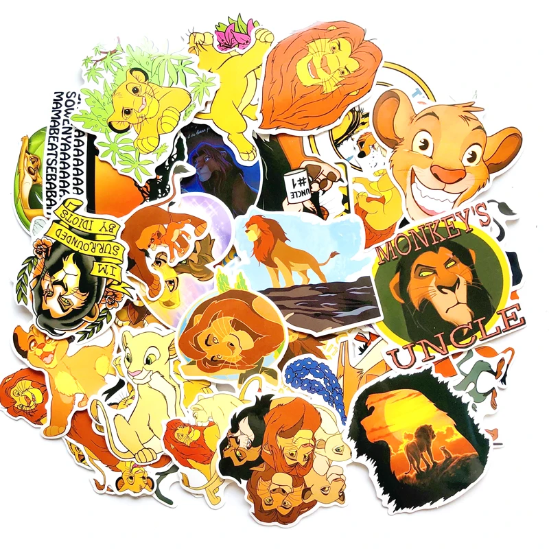 50 шт. ПВХ водонепроницаемый Simba Король Лев Мир животных крутые наклейки на элементы стайлинга для ноутбука и автомобиля телефон велосипеды багаж мотоцикл