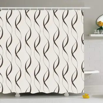 

Shower Curtain Set with Hooks 60x72 Abstract Pattern Intertwined Regular Modern Seamless Repetition Lines Print Textures