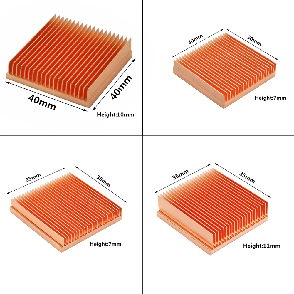 Dissipador de Cobre Puro para Raspberry pi Faça Você Mesmo Radiador Dissipador de Calor Refrigerador de Refrigeração Impressora 3d Eletrônica Chip ic Mos Dissipação de Calor - Imagem 2