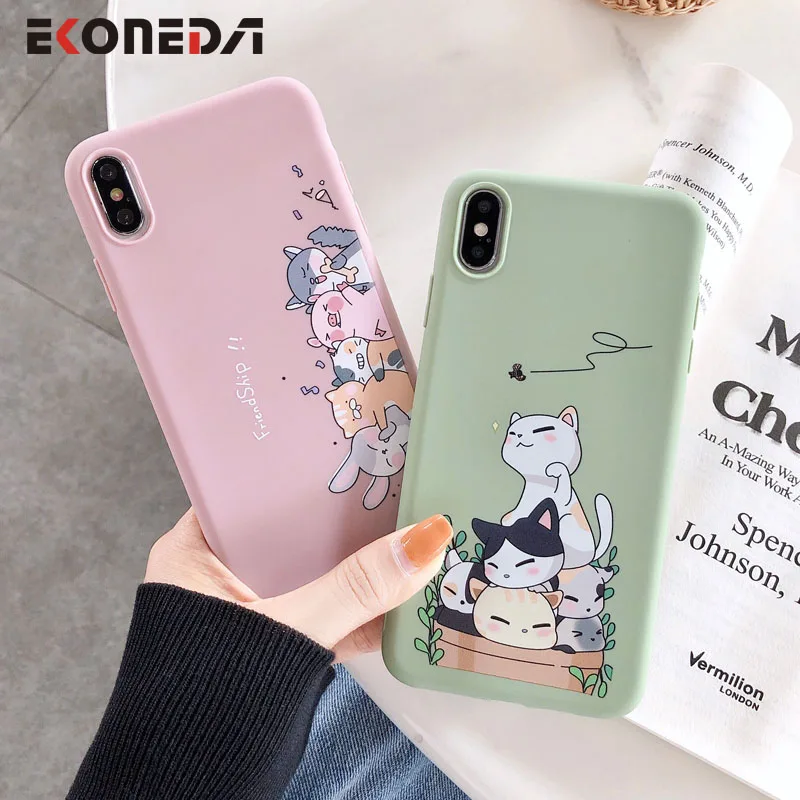 EKONEDA мультяшный милый чехол с животными для iPhone XR X 11 Pro XS Max силиконовый 7 8 6 6S SE 2020