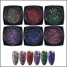 6 цветов/набор блестящие 3D шестигранные блестки для ногтей красная пудра для дизайна ногтей хлопья Блестки для маникюра пигментные украшения TR1539-01